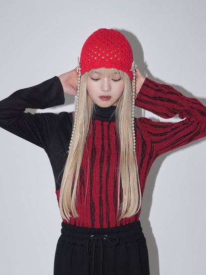 ribbon charm beanie