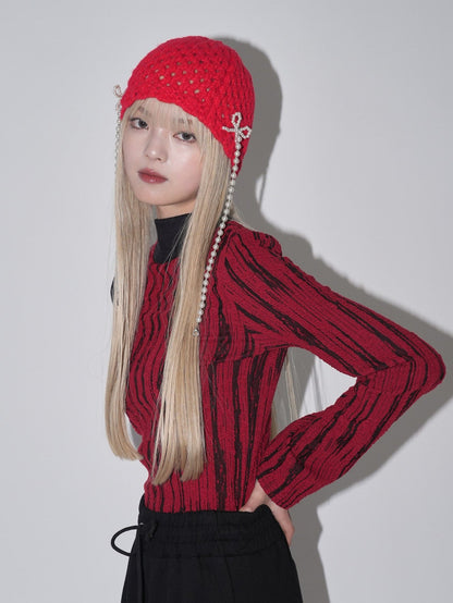 ribbon charm beanie