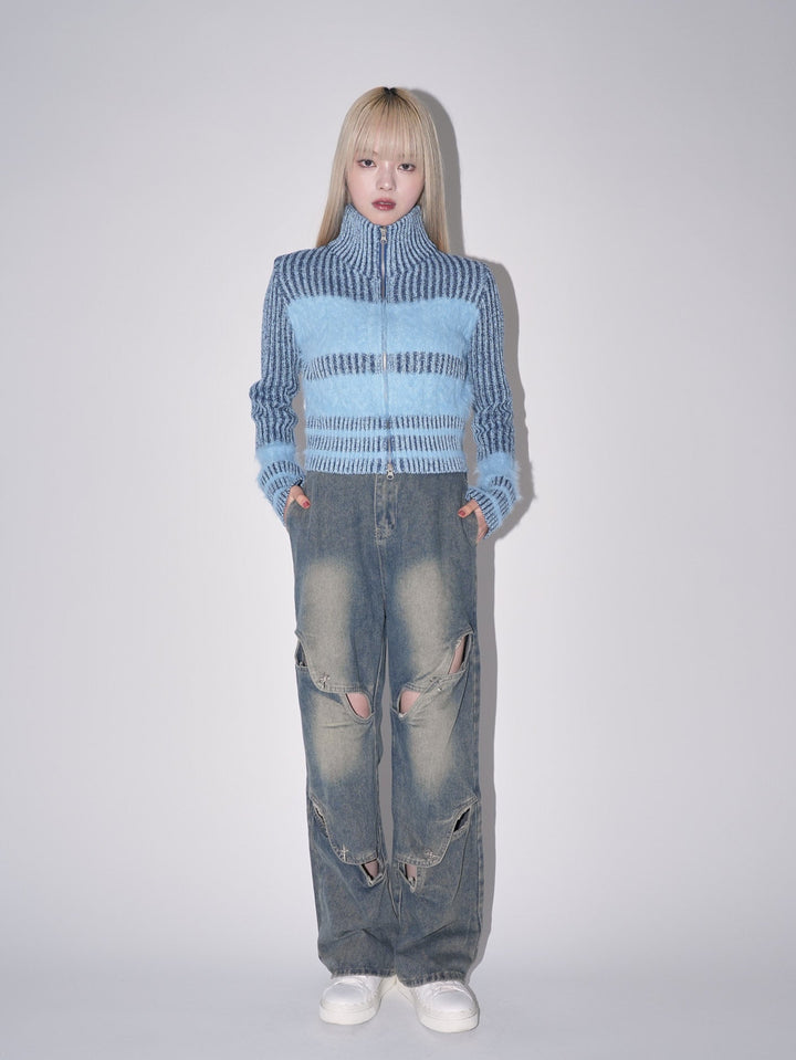 studs cut denim pants