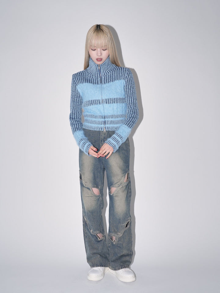 studs cut denim pants