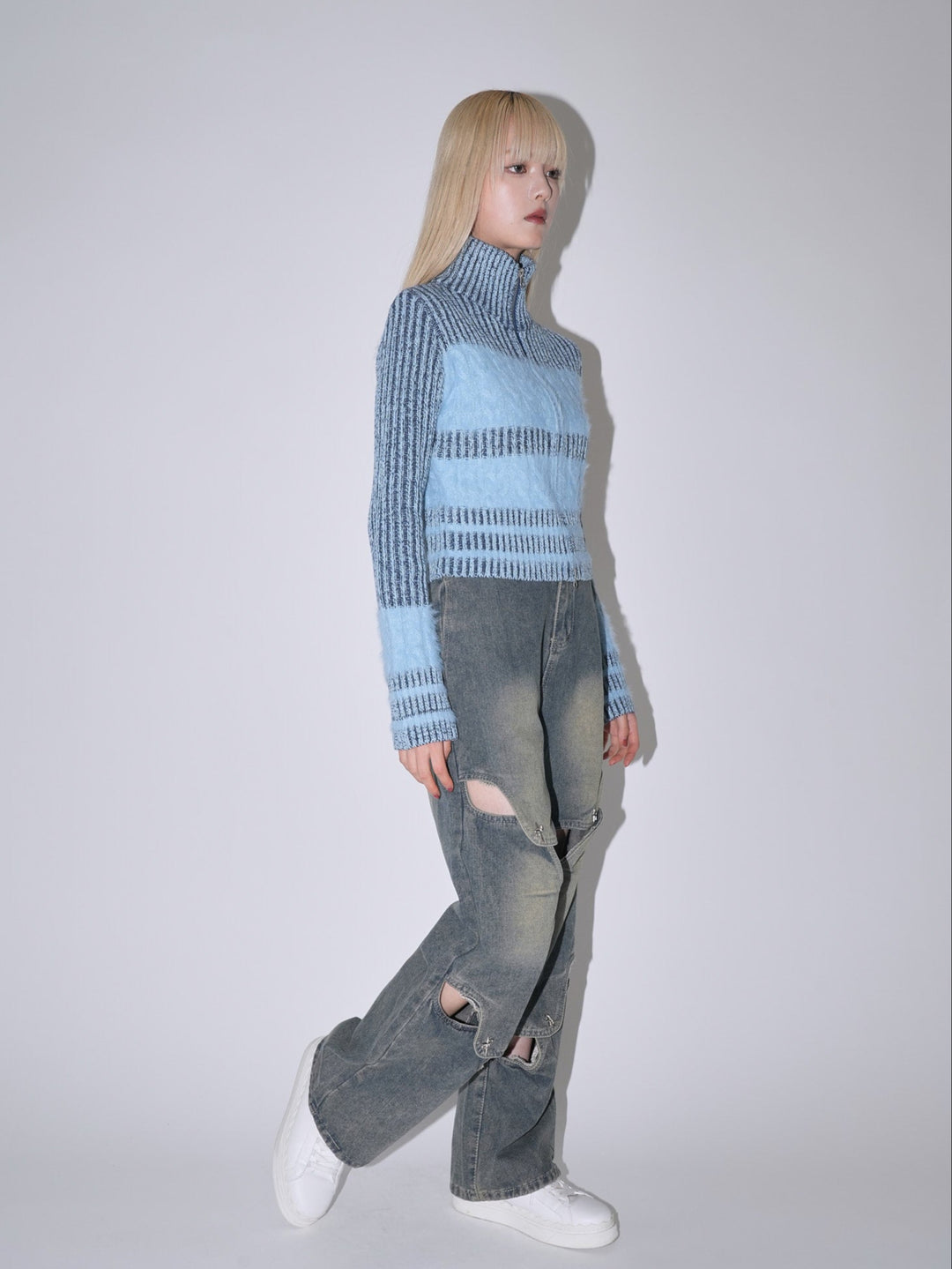 studs cut denim pants