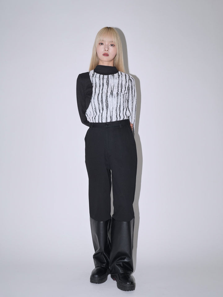 fake leather switching pants