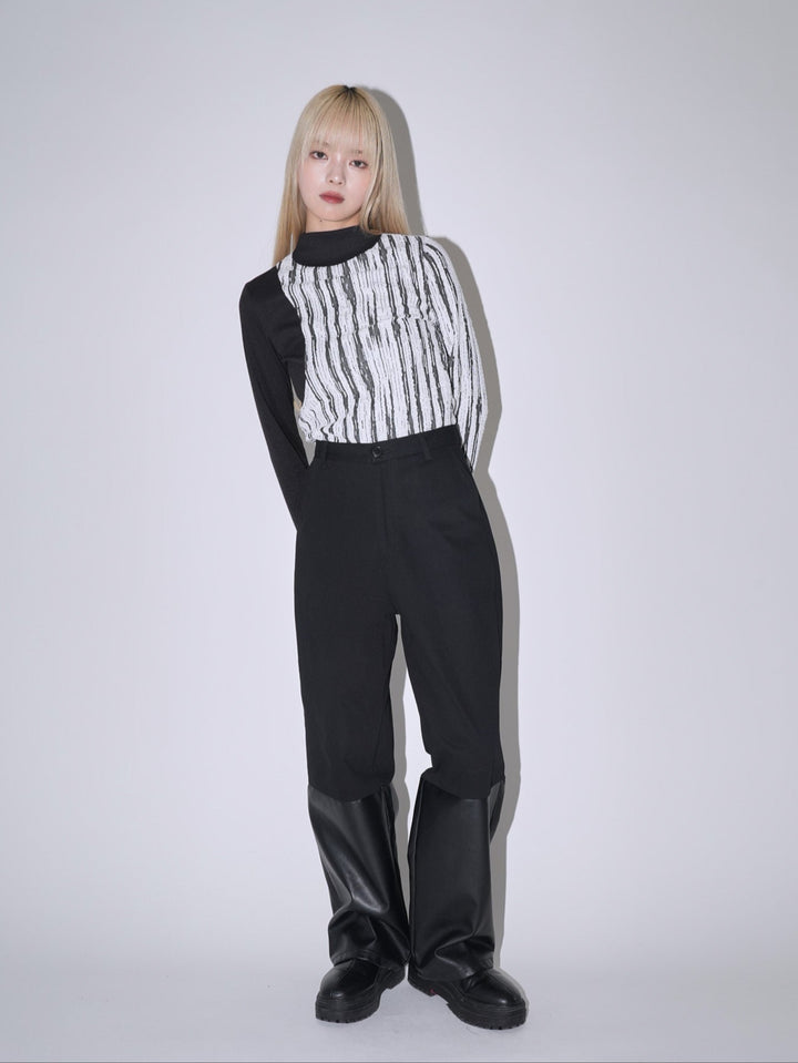 fake leather switching pants