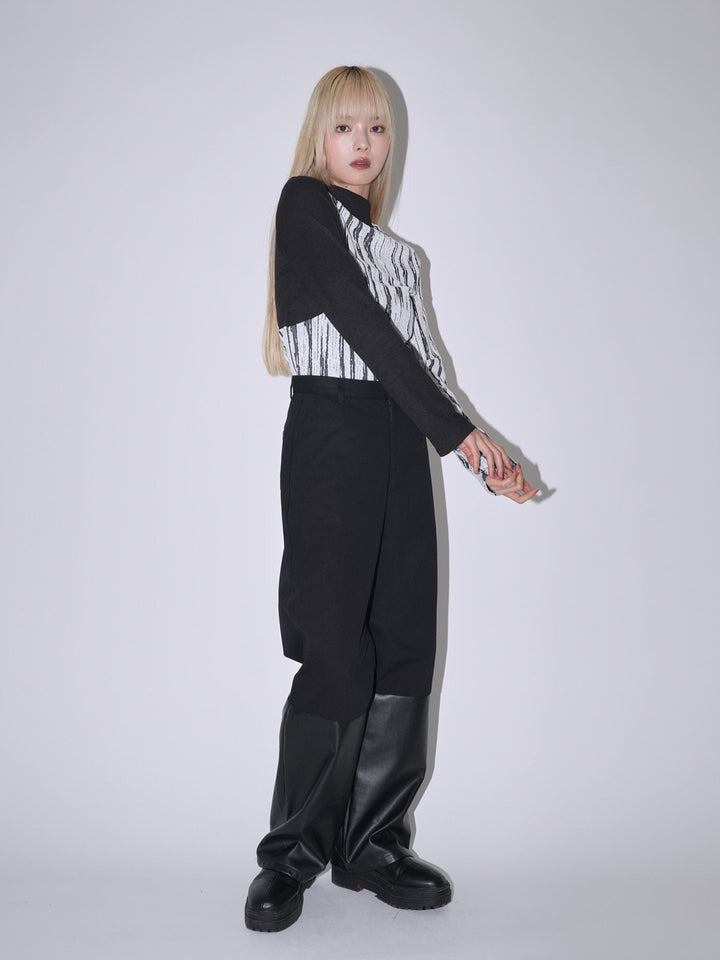 fake leather switching pants