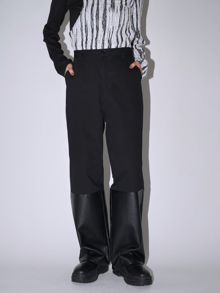 fake leather switching pants