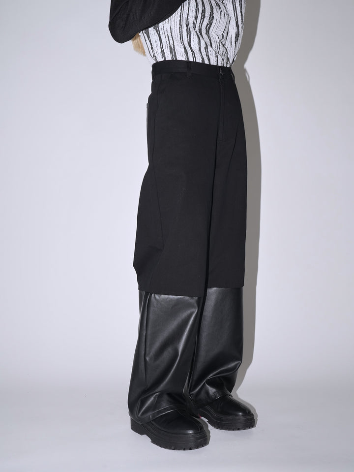 fake leather switching pants
