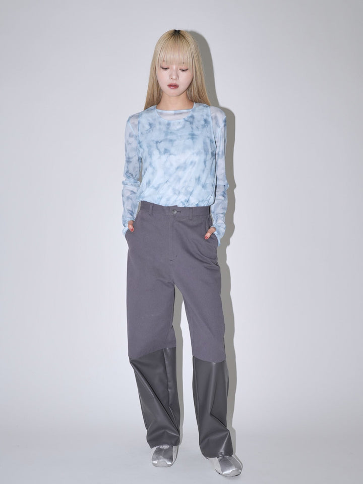 fake leather switching pants