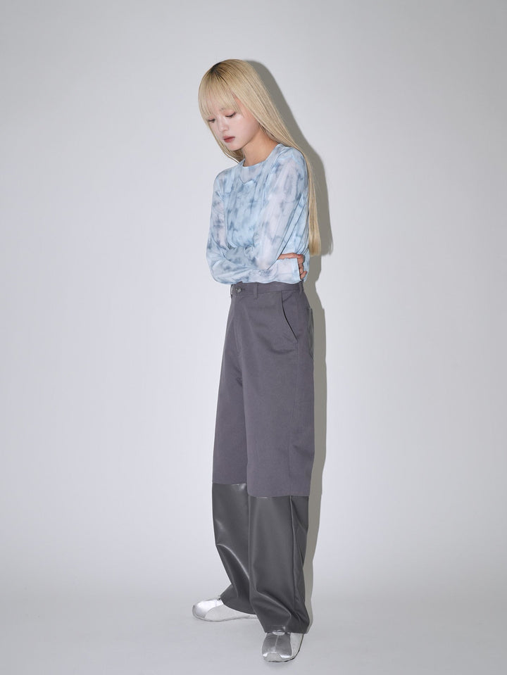 fake leather switching pants