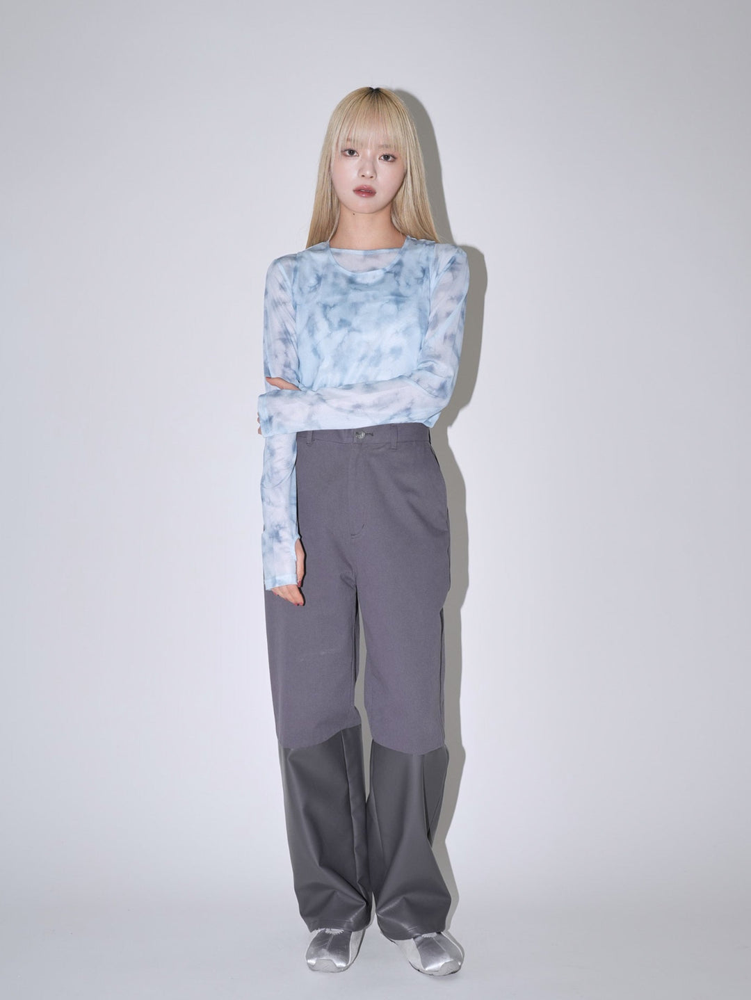 fake leather switching pants