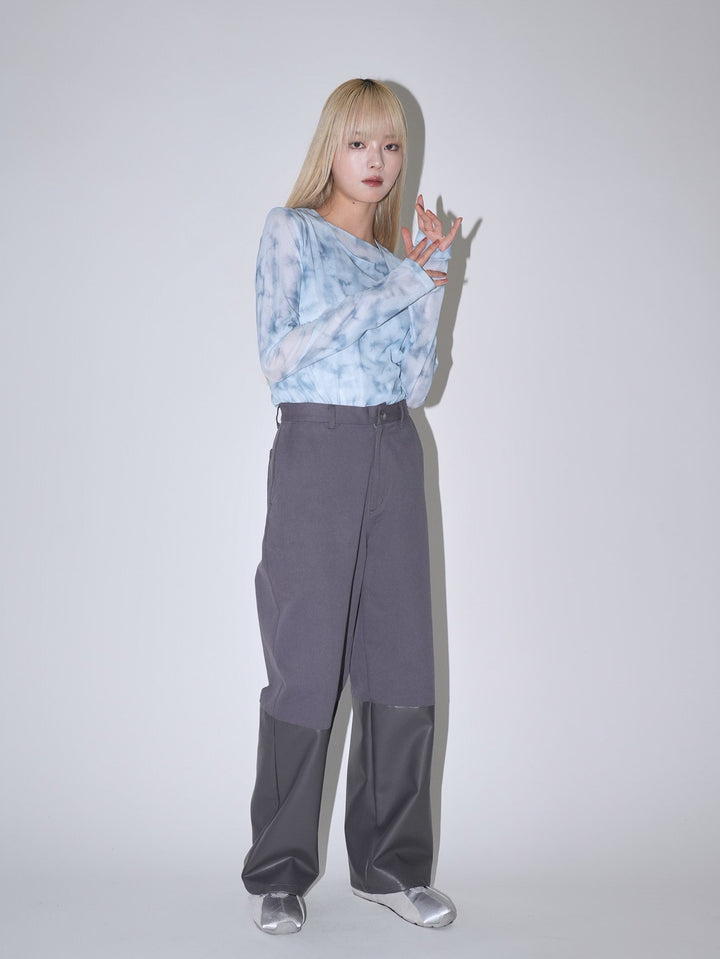 fake leather switching pants