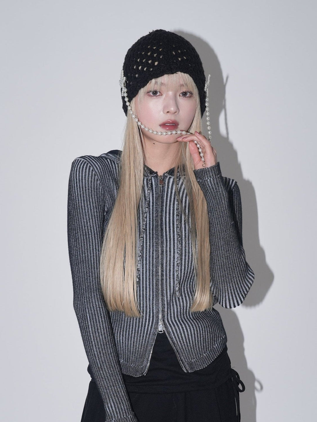 【10月6日発送予定】double zip rib knit