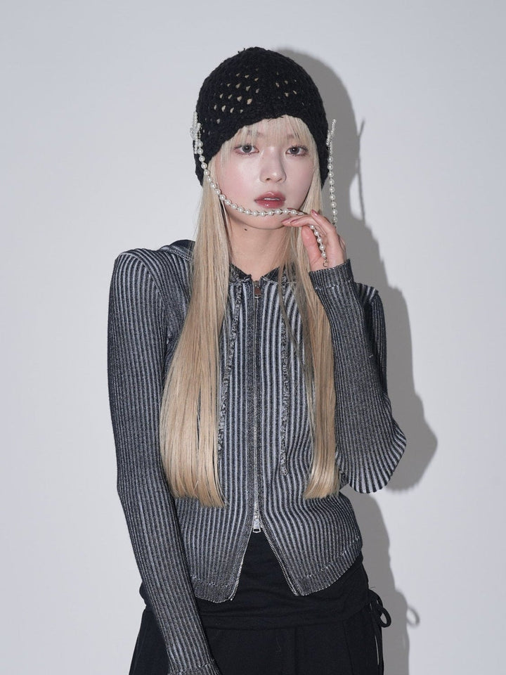 【10月6日発送予定】double zip rib knit
