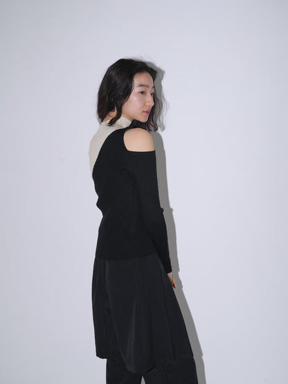 two tone shoulder hole knit