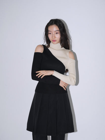 two tone shoulder hole knit