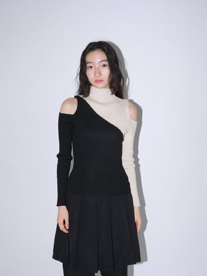 two tone shoulder hole knit