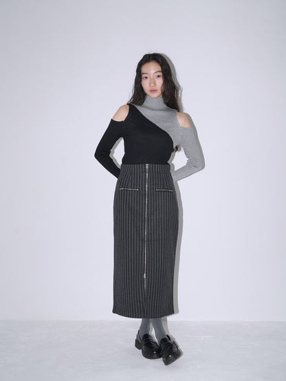 two tone shoulder hole knit