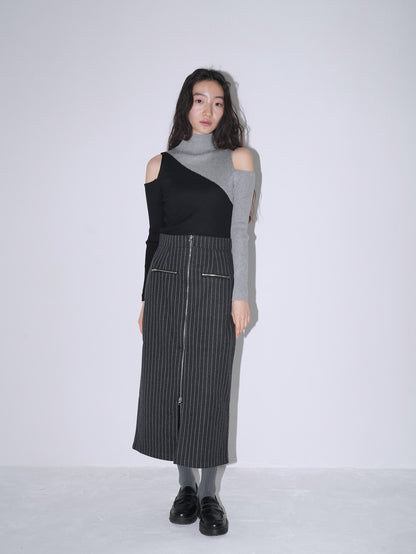 two tone shoulder hole knit