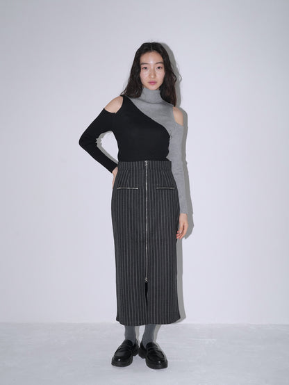 double zip stripe skirt