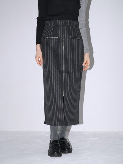 double zip stripe skirt