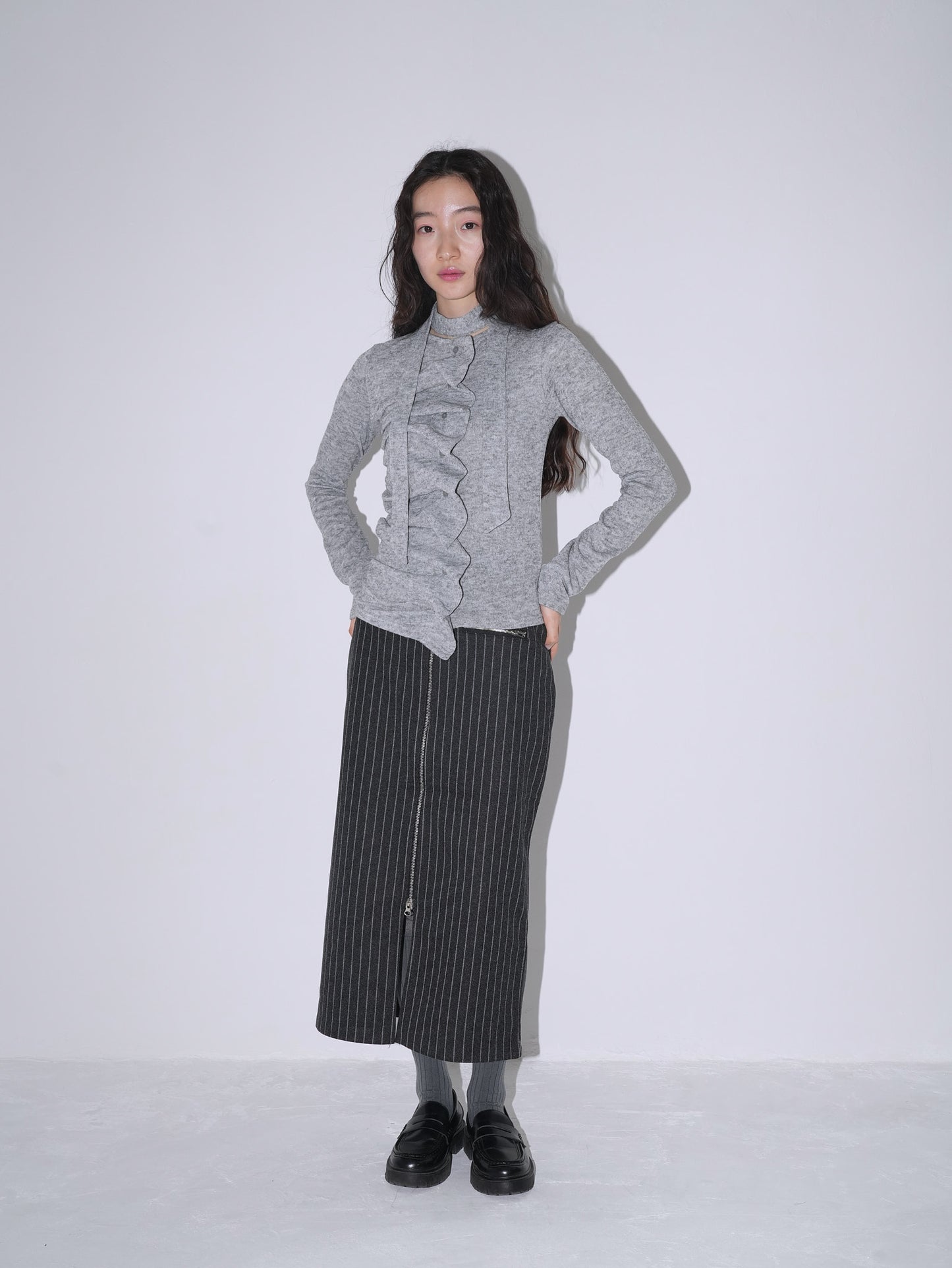 double zip stripe skirt