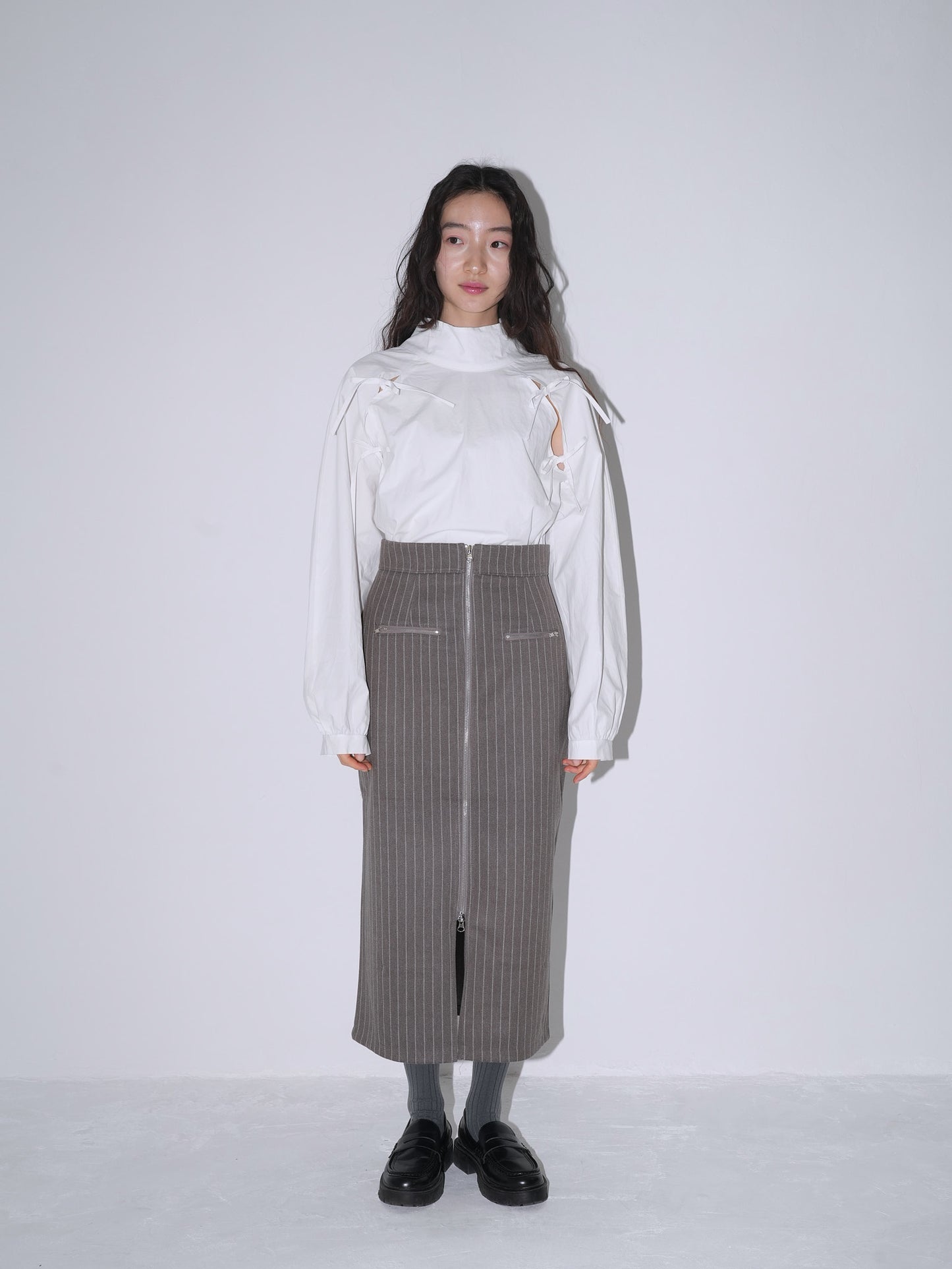 double zip stripe skirt