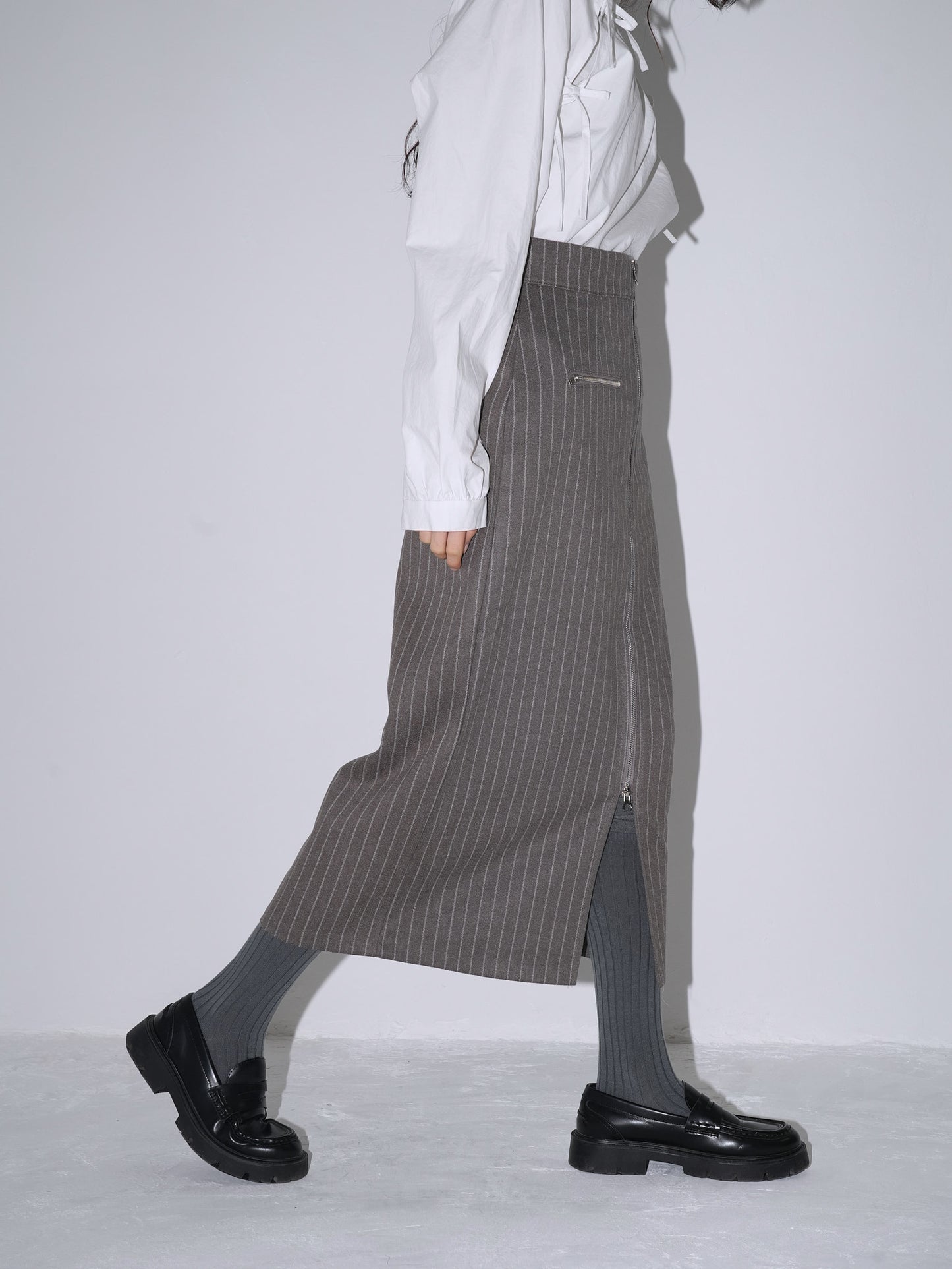 double zip stripe skirt