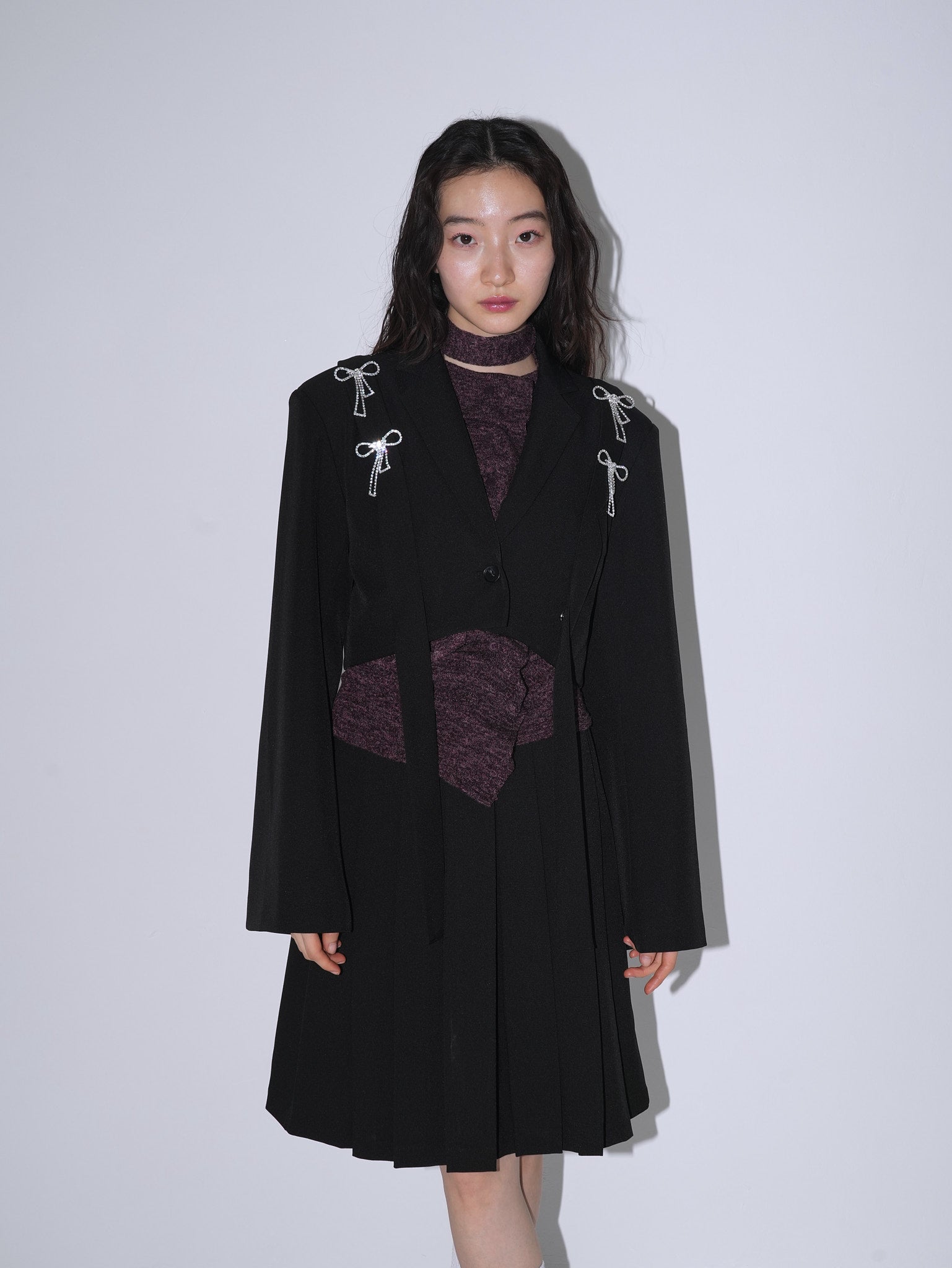 removable ribbon short jacket｜クロップドリボン付きジャケット