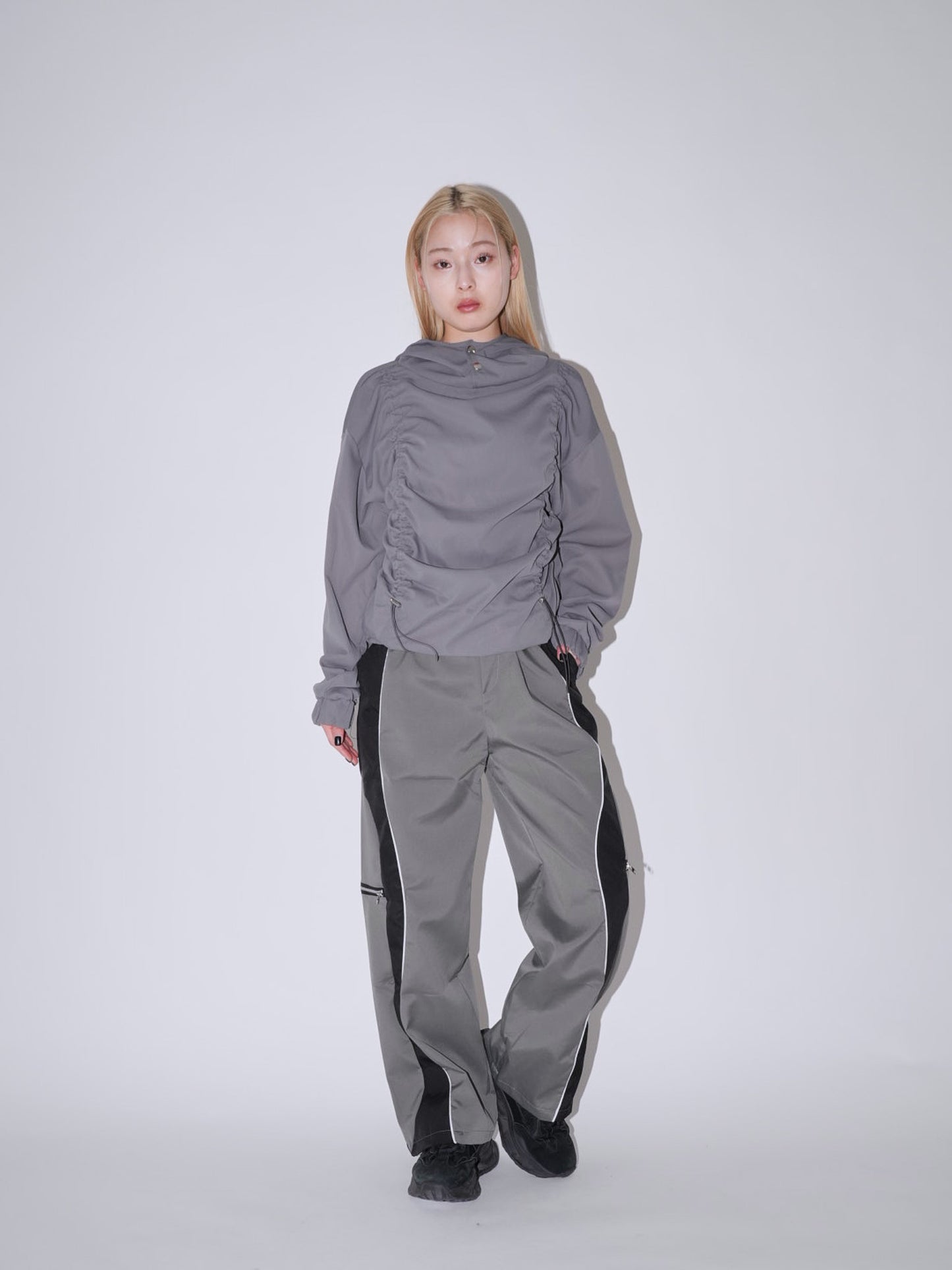 side zip wave line pants