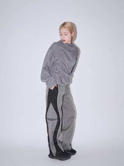 side zip wave line pants