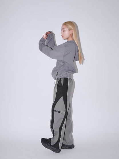 side zip wave line pants