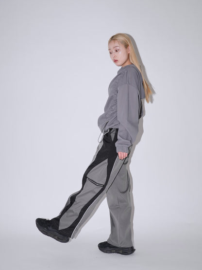 side zip wave line pants