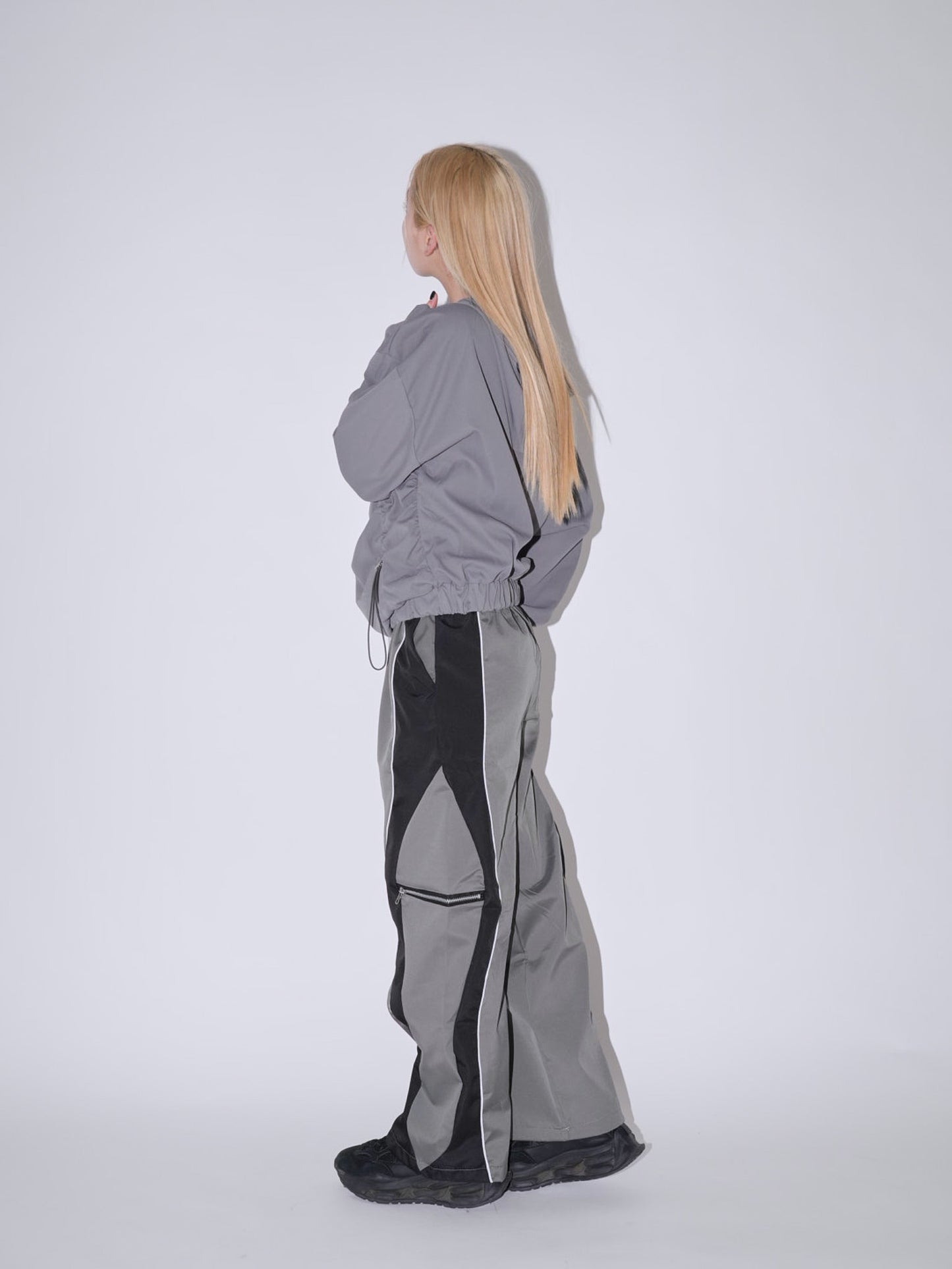 side zip wave line pants