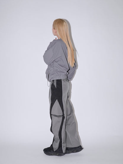 side zip wave line pants