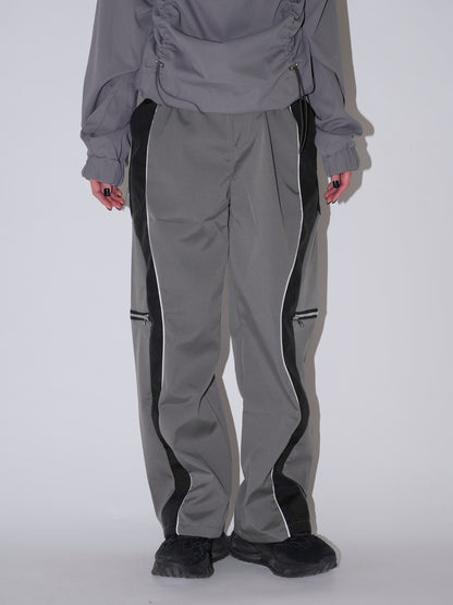 side zip wave line pants