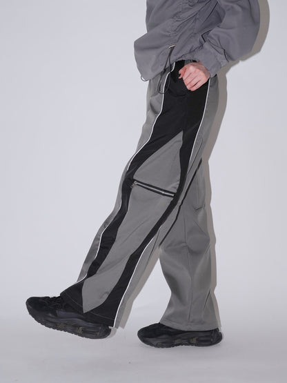 side zip wave line pants