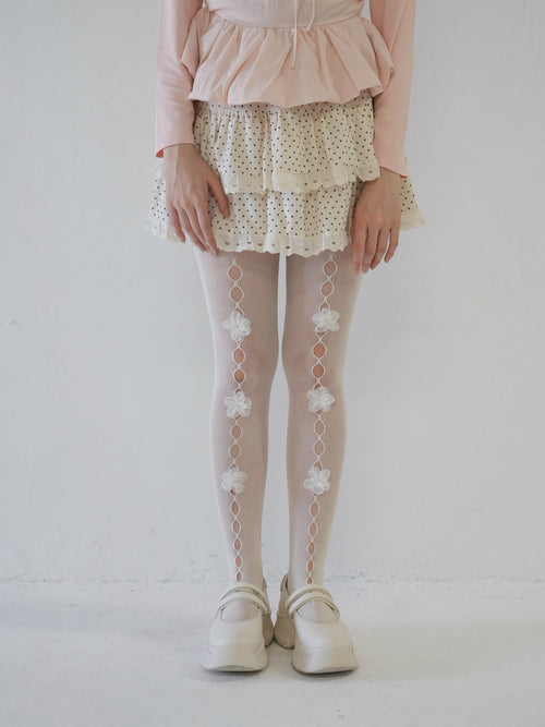flower lace up tights