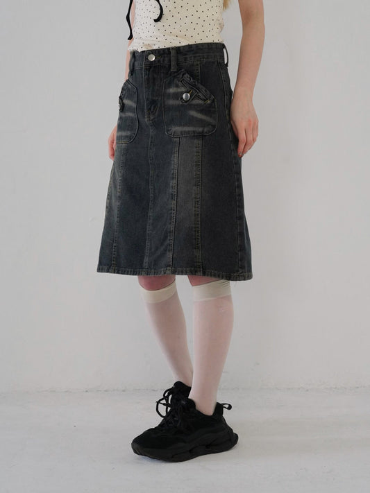 【6月上旬発送予定】 retro damage denim skirt