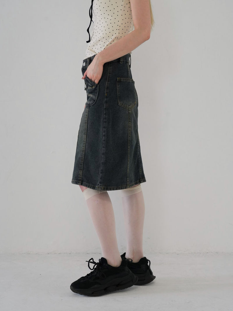 【6月上旬発送予定】 retro damage denim skirt