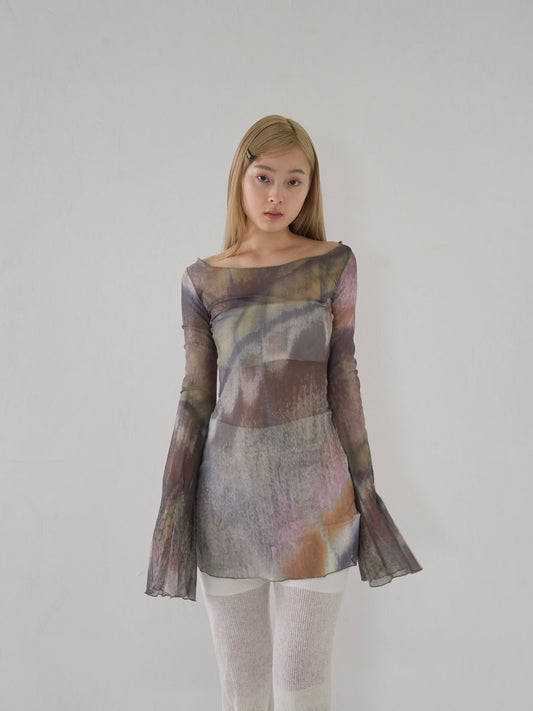 marble  flare sleeves tops