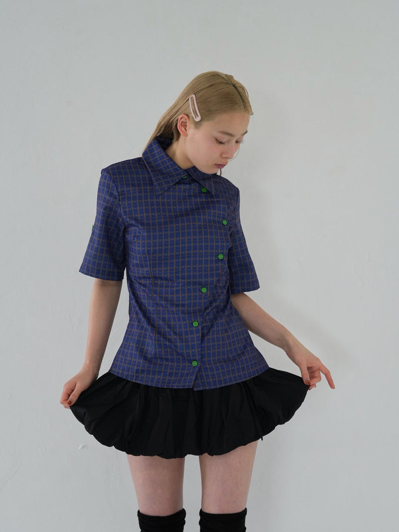 【5月下旬発送予定】 retro check button shirt