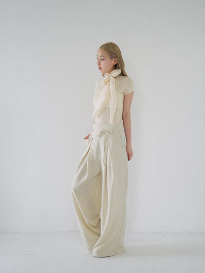 linen like tuck slacks