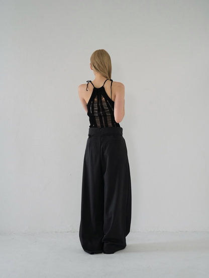 linen like tuck slacks