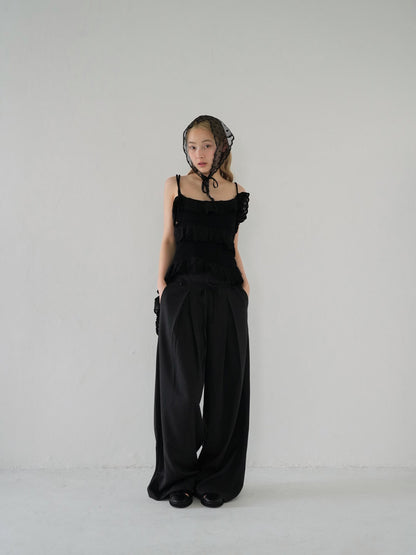 linen like tuck slacks