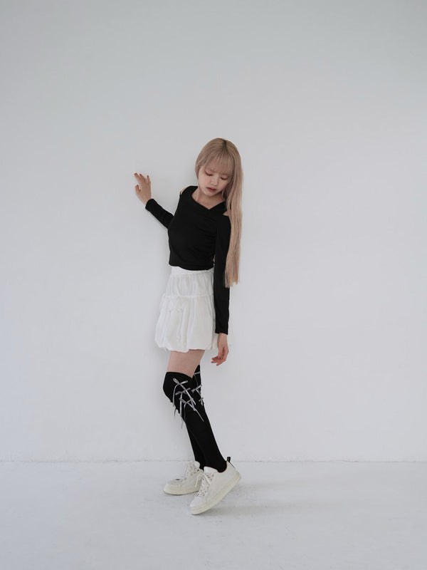 slouchy tie-up thigh socks