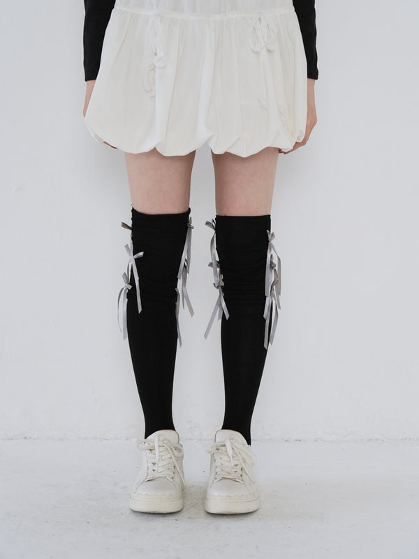 slouchy tie-up thigh socks