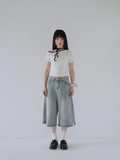 wide denim culottes
