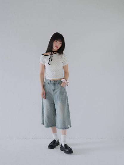 wide denim culottes