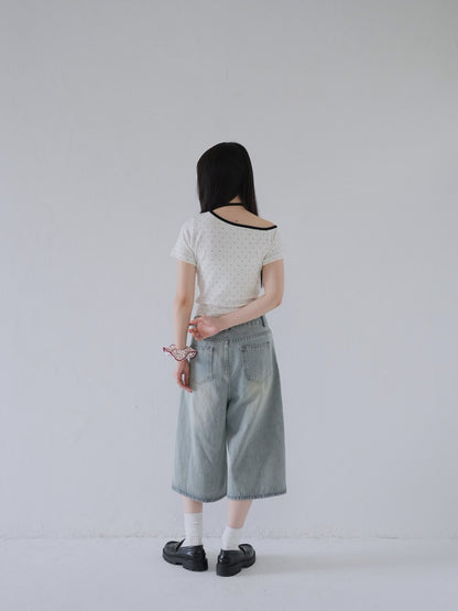 wide denim culottes