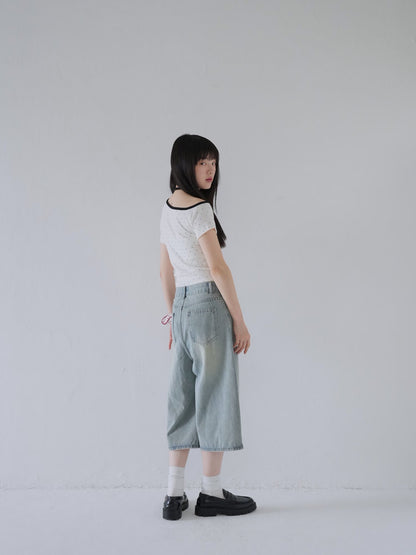 wide denim culottes
