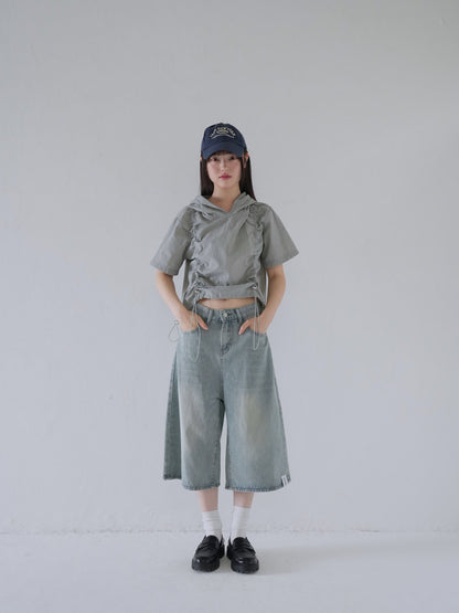 wide denim culottes